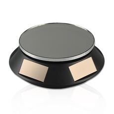 Espositore girevole a energia solare da 14 cm con luce LED per esposizione di prodotti in cristallo per gioielli, stile: specchio nero