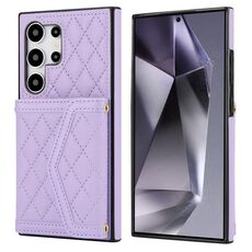 Per Samsung Galaxy S24 Ultra 5G Custodia per telefono con struttura rombica e cordino lungo (viola)
