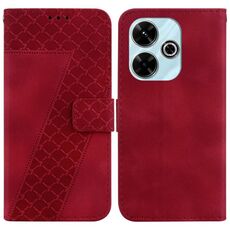Per Xiaomi Redmi 13 4G Custodia per telefono in pelle goffrata a forma di sette (rossa)