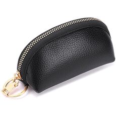 Mini borsa per chiavi dell'auto Portamonete in morbida pelle di grande capacità (nero)