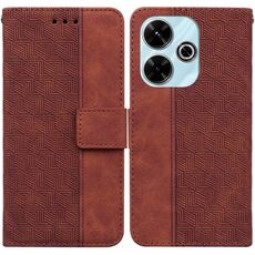 Custodia per telefono in pelle goffrata geometrica Xiaomi Redmi 13 4G (marrone)