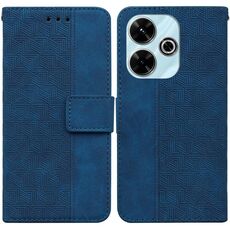 Custodia per telefono in pelle goffrata geometrica Xiaomi Redmi 13 4G (blu)