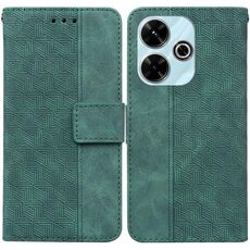 Custodia per telefono in pelle goffrata geometrica Xiaomi Redmi 13 4G (verde)