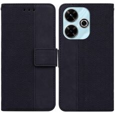 Custodia per telefono in pelle goffrata geometrica Xiaomi Redmi 13 4G (nera)