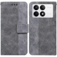 Custodia per telefono in pelle goffrata geometrica Xiaomi Redmi K70 Pro / K70 (grigio)