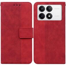 Custodia per telefono in pelle goffrata geometrica per Xiaomi Redmi K70 Pro / K70 (rossa)