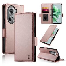 Per OPPO Reno11 5G Custodia per telefono in pelle smerigliata magnetica con fibbia laterale globale (oro rosa)