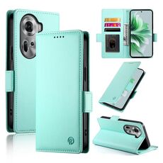 Per OPPO Reno11 5G Custodia per telefono in pelle smerigliata magnetica con fibbia laterale globale (verde menta)