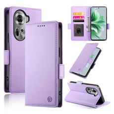 Per OPPO Reno11 5G Custodia per telefono in pelle smerigliata magnetica con fibbia laterale globale (viola)
