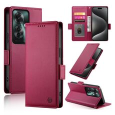Per OPPO Reno11 F Custodia per telefono in pelle smerigliata magnetica con fibbia laterale (vino rosso)