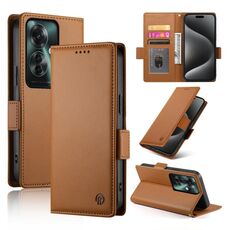 Per OPPO Reno11 F Custodia per telefono in pelle smerigliata magnetica con fibbia laterale (marrone)