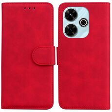Per Xiaomi Redmi 13 4G Custodia per cellulare in pelle Flip in puro colore Skin Feel (Rosso)