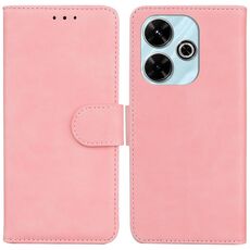 Per Xiaomi Redmi 13 4G Custodia per telefono in pelle con vibrazione in puro colore Skin Feel (rosa)