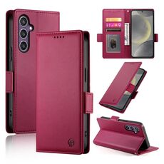 Per Samsung Galaxy S24 5G Custodia per telefono in pelle smerigliata magnetica con fibbia laterale (rosso vino)