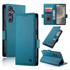 Per Samsung Galaxy S24 5G Custodia per telefono in pelle smerigliata magnetica con fibbia laterale (blu)