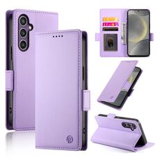 Custodia per telefono in pelle smerigliata magnetica con fibbia laterale per Samsung Galaxy S24 5G (viola)