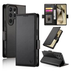 Per Samsung Galaxy S24 Ultra 5G Custodia magnetica in pelle smerigliata con fibbia laterale (nera)