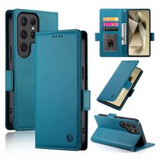 Custodia per telefono in pelle smerigliata magnetica con fibbia laterale per Samsung Galaxy S24 Ultra 5G (blu)