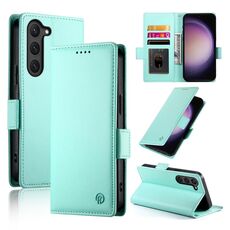 Custodia per telefono in pelle smerigliata magnetica con fibbia laterale per Samsung Galaxy S23 5G (verde menta)