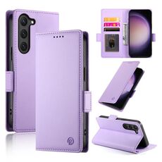 Custodia per telefono in pelle smerigliata magnetica con fibbia laterale per Samsung Galaxy S23 5G (viola)