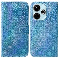 Per Xiaomi Redmi 13 4G Custodia per telefono in pelle con fibbia magnetica colorata (blu)
