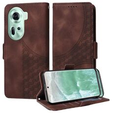 Per la custodia in pelle stellata con rombo in rilievo globale per OPPO Reno11 5G (marrone)