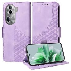 Per OPPO Reno11 Pro 5G Custodia per telefono in pelle stellata con rombo in rilievo globale (viola)