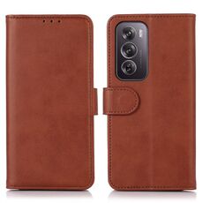 Per OPPO Reno12 Pro 5G Custodia per cellulare in pelle con texture globale mucca (marrone)