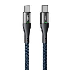 REMAX RC-C115 Cavo dati di ricarica rapida con spegnimento intelligente da tipo C a tipo C da 1,2 m e 100 W (blu scuro)