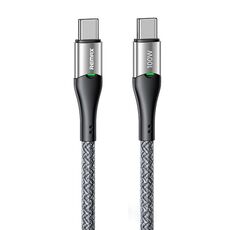 REMAX RC-C115 Cavo dati di ricarica rapida con spegnimento intelligente da tipo C a tipo C da 1,2 m e 100 W (argento)