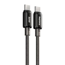 Cavo di ricarica rapida intrecciato trasparente da tipo C a tipo C REMAX RC-C036 da 1,2 m e 30 W (nero)