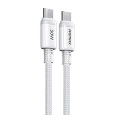 REMAX RC-C036 Cavo di ricarica rapida intrecciato trasparente da tipo C a tipo C da 1,2 m 30 W (bianco)