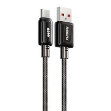 REMAX RC-C025 Cavo di ricarica rapida intrecciato trasparente da USB a Type-C da 1,2 m 66 W (nero)