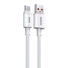REMAX RC-C025 Cavo di ricarica rapida intrecciato trasparente da USB a Type-C da 1,2 m 66 W (bianco)