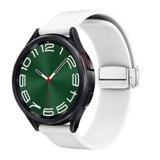 Cinturino per orologio in pelle siliconica con fibbia magnetica argento da 20 mm (bianco)