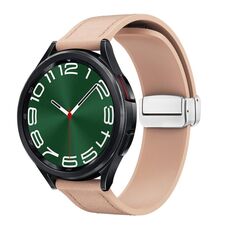 Cinturino per orologio in pelle siliconica con fibbia magnetica argento da 20 mm (rosa)
