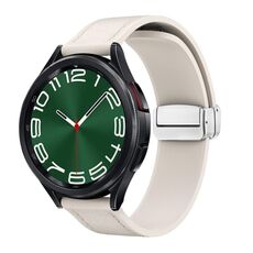 Cinturino per orologio in pelle siliconica magnetica con fibbia argento da 20 mm (Starlight)