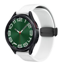 Cinturino per orologio in pelle siliconica con fibbia nera magnetica da 20 mm (bianco)