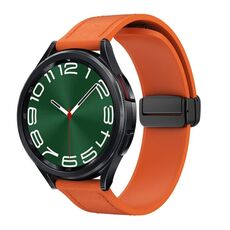 Cinturino per orologio in pelle siliconica con fibbia nera magnetica da 20 mm (arancione)