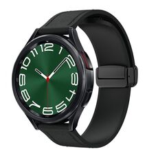 Cinturino per orologio in pelle siliconica con fibbia nera magnetica da 20 mm (nero)
