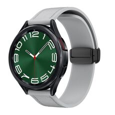 Cinturino per orologio in pelle di silicone con fibbia nera magnetica da 20 mm (grigio)