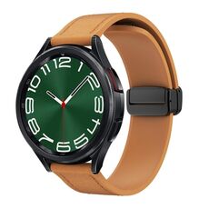 Cinturino per orologio in pelle siliconica con fibbia nera magnetica da 20 mm (marrone chiaro)
