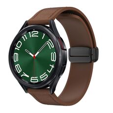 Cinturino per orologio in pelle siliconica con fibbia nera magnetica da 20 mm (marrone scuro)