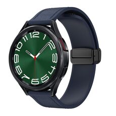 Cinturino per orologio in pelle siliconica con fibbia nera magnetica da 20 mm (blu notte)