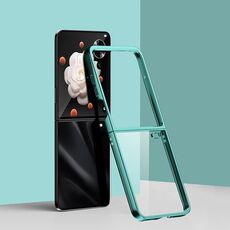 Custodia per telefono trasparente per PC con placca a copertura totale Honor Magic V Flip (verde)
