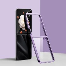 Custodia per telefono trasparente in PC con placcatura elettrolitica per Honor Magic V Flip (viola)