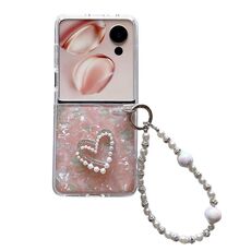 Custodia per telefono fai-da-te con motivo Flip Shell per Honor Magic V con braccialetto Love (rosa)