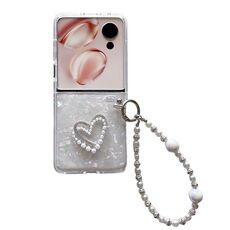 Custodia per telefono fai-da-te con motivo Flip Shell per Honor Magic V con braccialetto Love (bianco)