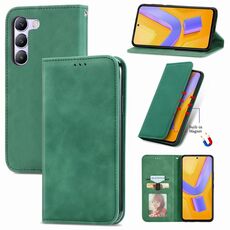 Per vivo V40 SE Custodia per telefono in pelle con vibrazione magnetica retrò Skin Feel (verde)