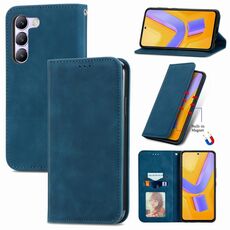 Per vivo V40 SE Custodia per telefono in pelle con vibrazione magnetica retrò Skin Feel (blu)